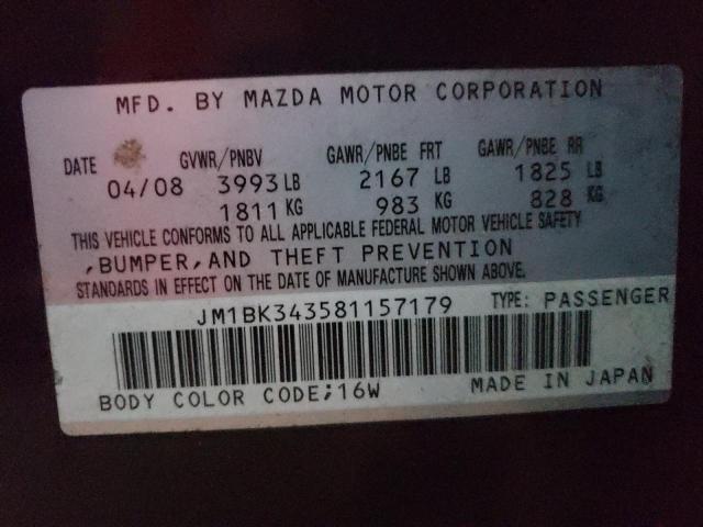 Photo 10 from auction – 2008 MAZDA 3 HATCHBAC with VIN JM1BK343581157179