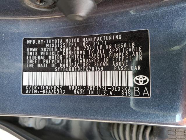 Photo 10 from auction – 2014 TOYOTA COROLLA L with VIN 5YFBURHE9EP078159