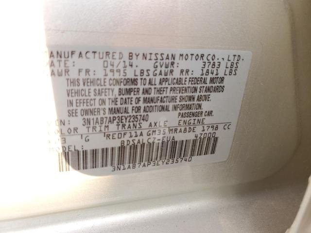 Photo 10 from auction – 2014 NISSAN SENTRA S with VIN 3N1AB7AP3EY235740