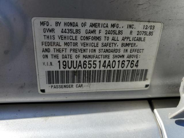 Photo 10 from auction – 2004 ACURA TL with VIN 19UUA65514A016764