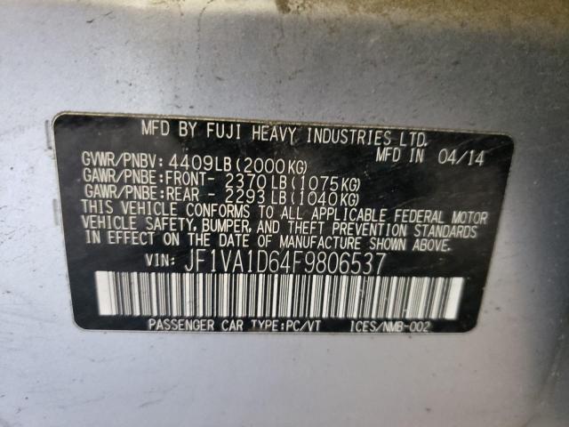 Photo 10 from auction – 2015 SUBARU WRX PREMIU with VIN JF1VA1D64F9806537