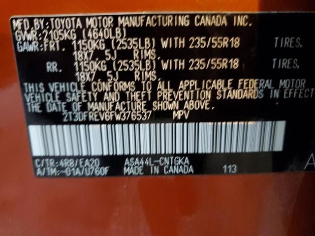 Photo 10 from auction – 2015 TOYOTA RAV4 LIMIT with VIN 2T3DFREV6FW376537