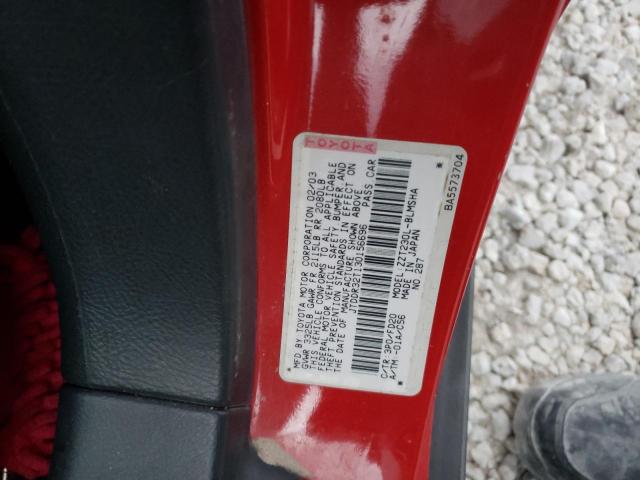 Photo 10 from auction – 2003 TOYOTA CELICA GT with VIN JTDDR32T130156696