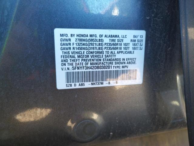 Photo 10 from auction – 2013 HONDA PILOT EX with VIN 5FNYF3H42DB030201