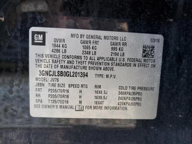 Photo 10 from auction – 2016 CHEVROLET TRAX 1LT with VIN 3GNCJLSB0GL201394