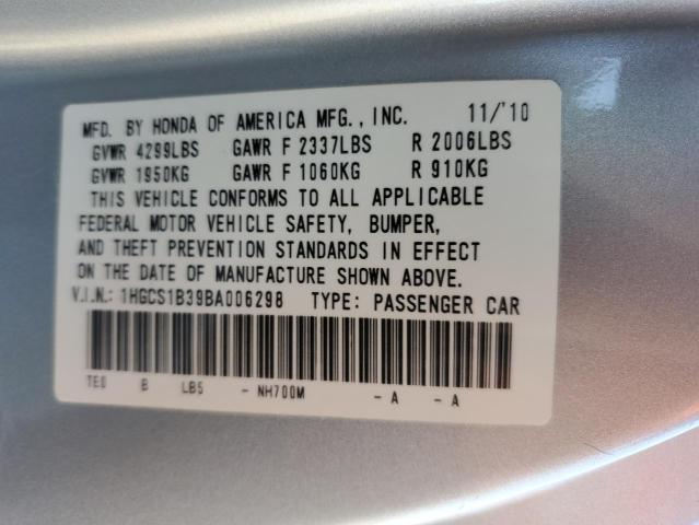 Photo 10 from auction – 2011 HONDA ACCORD LX- with VIN 1HGCS1B39BA006298