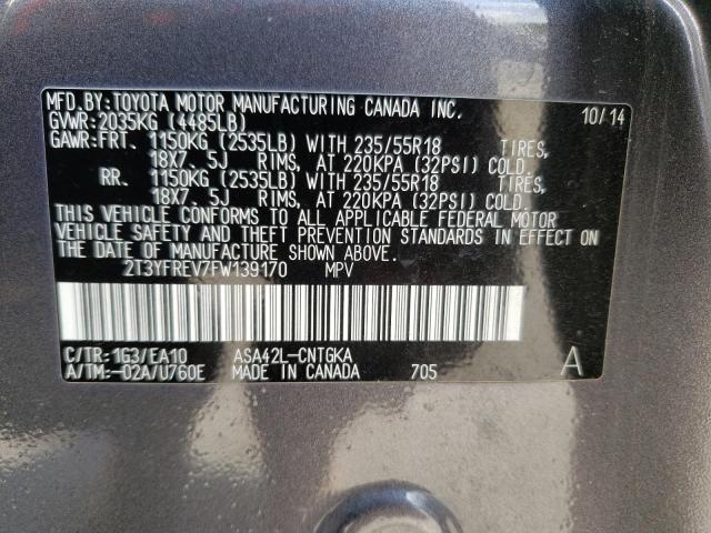 Photo 10 from auction – 2015 TOYOTA RAV4 LIMIT with VIN 2T3YFREV7FW139170