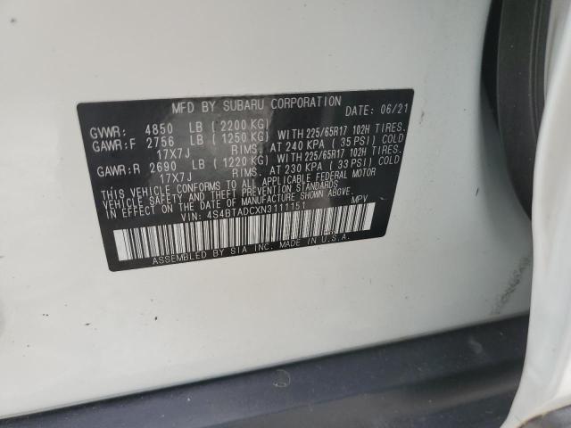 Photo 10 from auction – 2022 SUBARU OUTBACK PR with VIN 4S4BTADCXN3111151