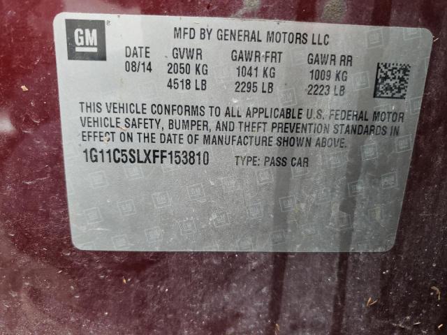 Photo 10 from auction – 2015 CHEVROLET MALIBU 1LT with VIN 1G11C5SLXFF153810