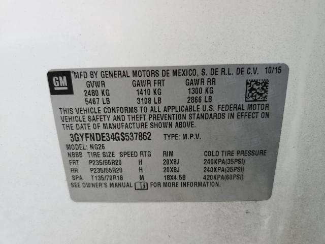 Zdjęcie 10 z aukcji – 2016 CADILLAC SRX PREMIU z VIN 3GYFNDE34GS537862