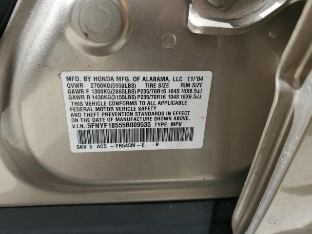 Photo 10 from auction – 2005 HONDA PILOT EXL with VIN 5FNYF18555B009535