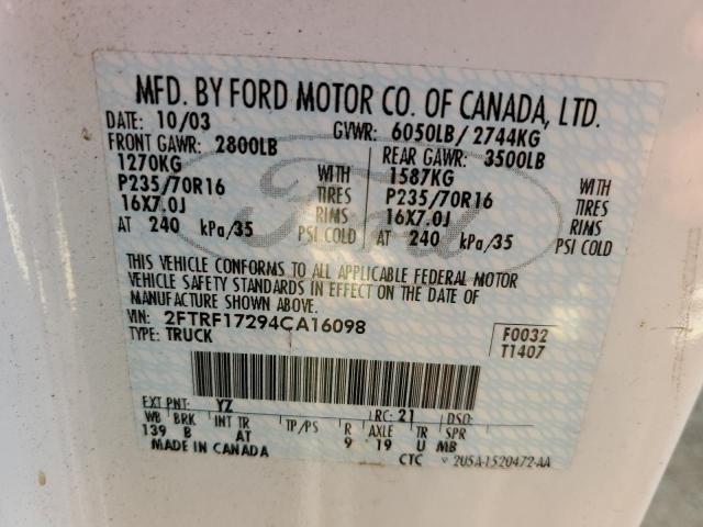 Photo 10 from auction – 2004 FORD F-150 HERI with VIN 2FTRF17294CA16098