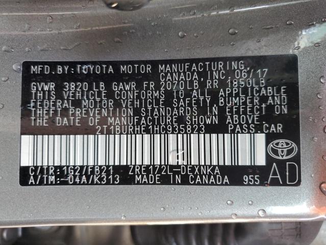 Photo 10 from auction – 2017 TOYOTA COROLLA L with VIN 2T1BURHE1HC935823