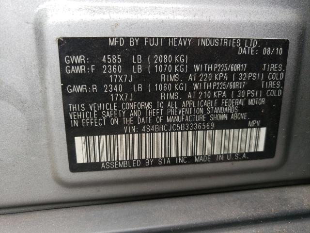 Photo 10 from auction – 2011 SUBARU OUTBACK 2. with VIN 4S4BRCJC5B3336569