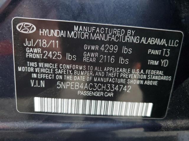 Photo 10 from auction – 2012 HYUNDAI SONATA GLS with VIN 5NPEB4AC3CH334742