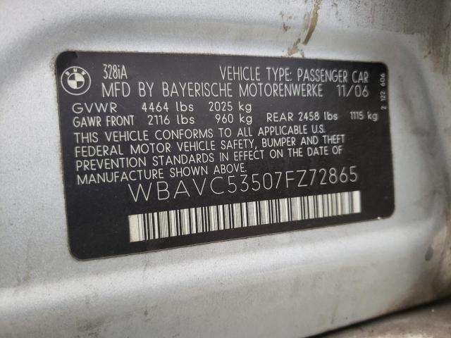 Photo 10 from auction – 2007 BMW 328 I SULE with VIN WBAVC53507FZ72865