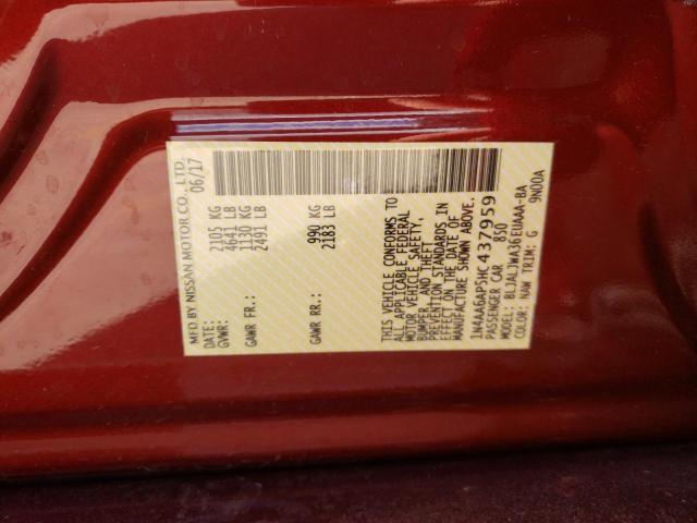 Photo 10 from auction – 2017 NISSAN MAXIMA 3.5 with VIN 1N4AA6AP5HC437959