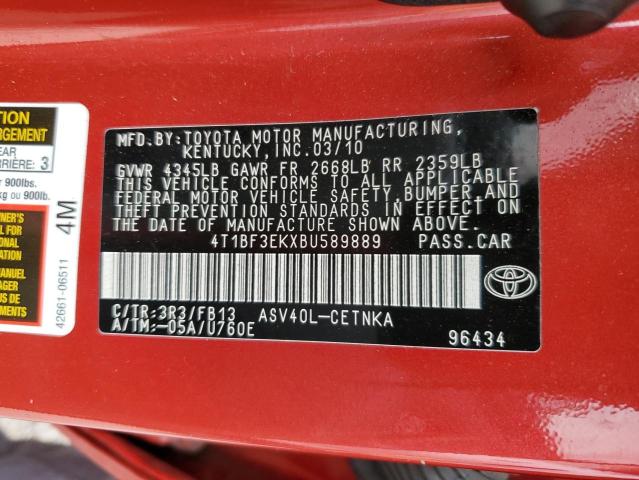 Photo 10 from auction – 2011 TOYOTA CAMRY BASE with VIN 4T1BF3EKXBU589889