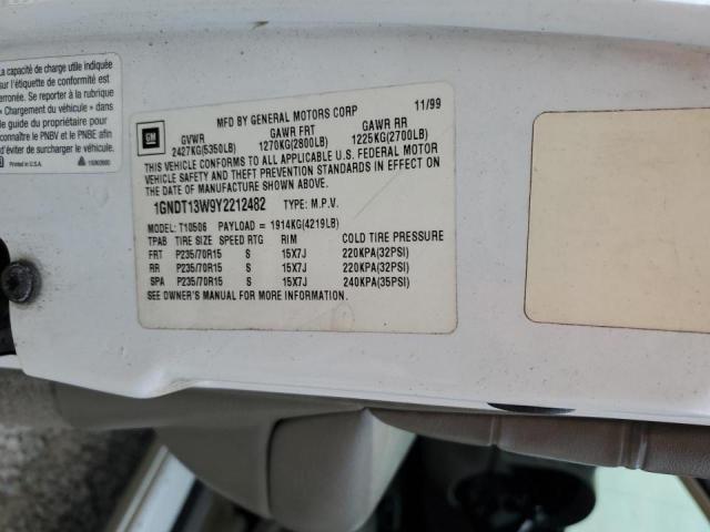 Photo 10 from auction – 2000 CHEVROLET BLAZER with VIN 1GNDT13W9Y2212482