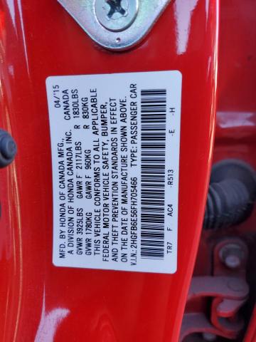 Photo 10 from auction – 2015 HONDA CIVIC SI with VIN 2HGFB6E56FH705466