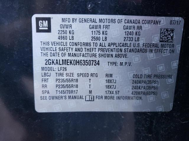 Photo 10 from auction – 2017 GMC TERRAIN SL with VIN 2GKALMEK0H6350734