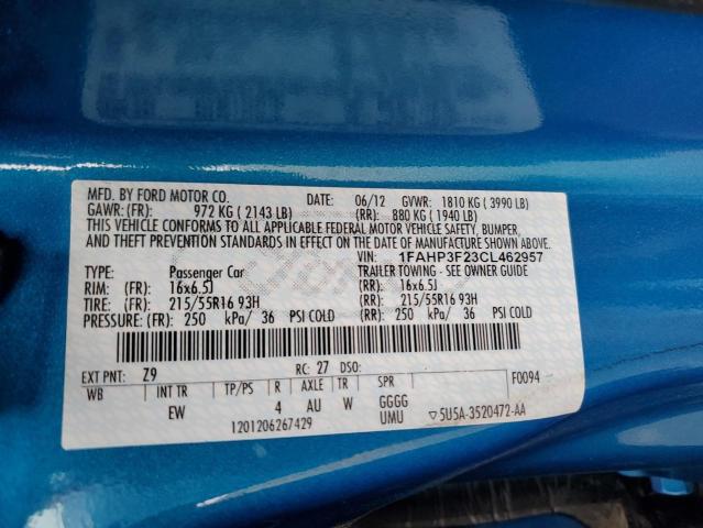 Photo 10 from auction – 2012 FORD FOCUS SE with VIN 1FAHP3F23CL462957