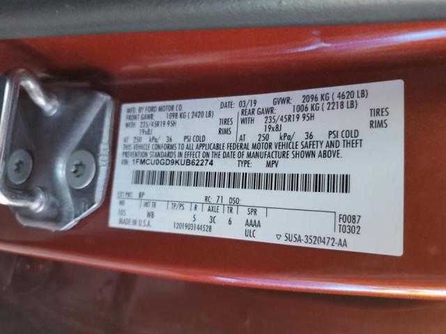 Photo 10 from auction – 2019 FORD ESCAPE SE with VIN 1FMCU0GD9KUB62274