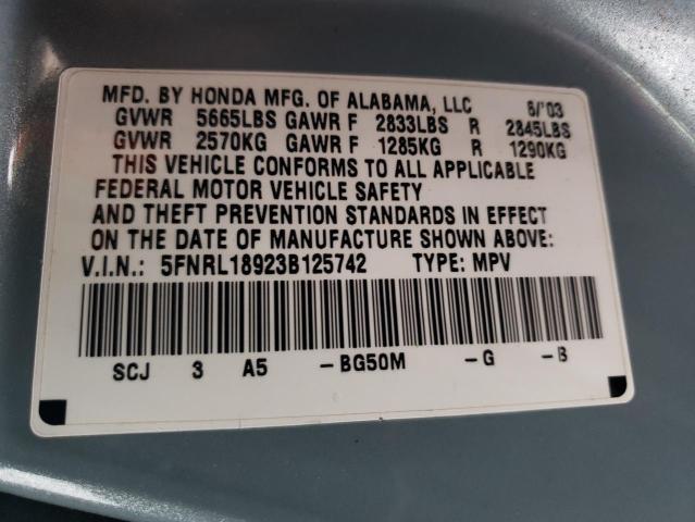 Photo 10 from auction – 2003 HONDA ODYSSEY with VIN 5FNRL18923B125742