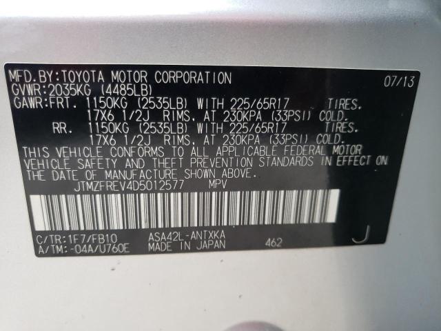 Photo 10 from auction – 2013 TOYOTA RAV4 LE with VIN JTMZFREV4D5012577