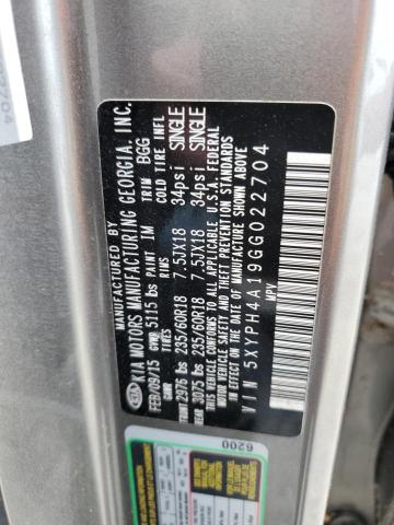 Photo 10 from auction – 2016 KIA SORENTO EX with VIN 5XYPH4A19GG022704