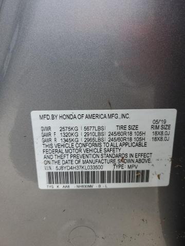 Photo 10 from auction – 2019 ACURA MDX with VIN 5J8YD4H37KL033500