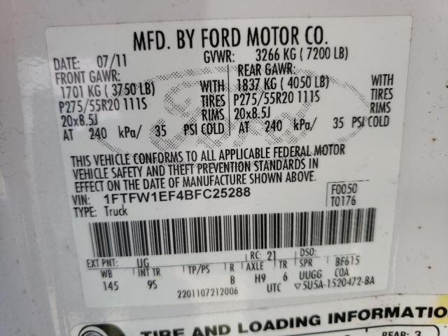 Photo 10 from auction – 2011 FORD F150 SUPER with VIN 1FTFW1EF4BFC25288