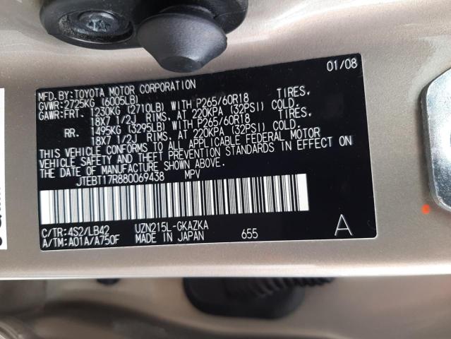 Photo 10 from auction – 2008 TOYOTA 4RUNNER LI with VIN JTEBT17R880069438
