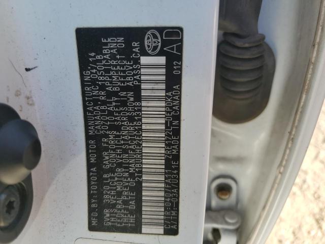 Photo 10 from auction – 2014 TOYOTA COROLLA L with VIN 2T1BURHE2EC161318