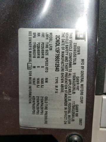 Photo 10 from auction – 2008 CHEVROLET EQUINOX LS with VIN 2CNDL13F786012840