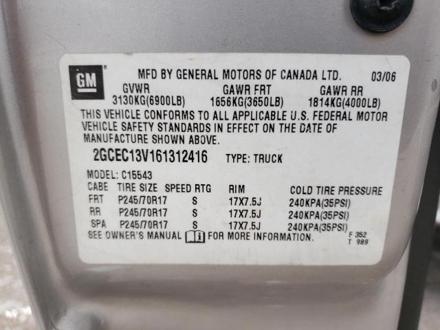 Photo 10 from auction – 2006 CHEVROLET SILVERADO with VIN 2GCEC13V161312416