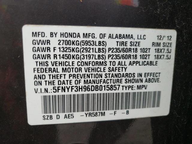 Photo 10 from auction – 2013 HONDA PILOT TOUR with VIN 5FNYF3H96DB015857