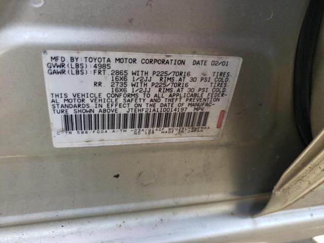 Photo 10 from auction – 2001 TOYOTA HIGHLANDER with VIN JTEHF21A110014197