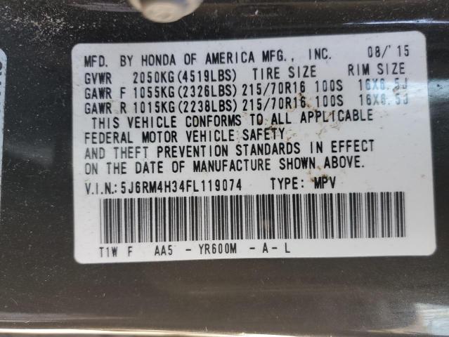 Photo 10 from auction – 2015 HONDA CR-V LX with VIN 5J6RM4H34FL119074