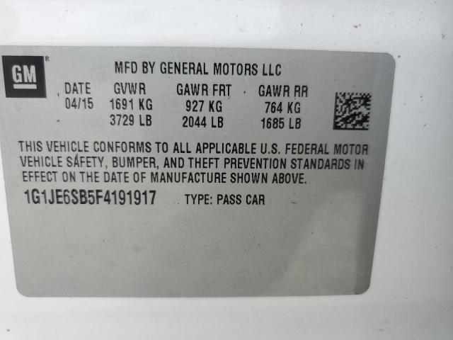 Photo 10 from auction – 2015 CHEVROLET SONIC LTZ with VIN 1G1JE6SB5F4191917