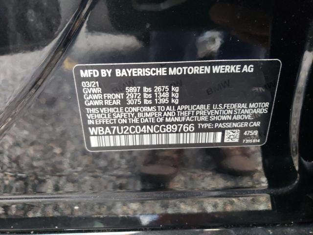 Photo 10 from auction – 2022 BMW 750 XI with VIN WBA7U2C04NCG89766