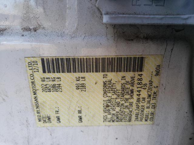 Photo 10 from auction – 2011 NISSAN ALTIMA SR with VIN 1N4BL2AP5BN441884