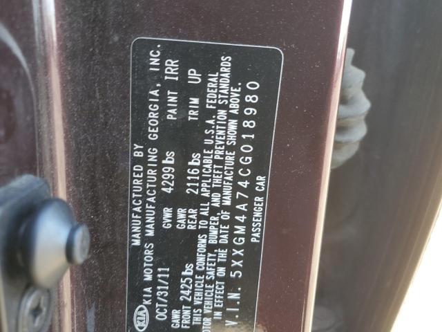 Photo 10 from auction – 2012 KIA OPTIMA LX with VIN 5XXGM4A74CG018980
