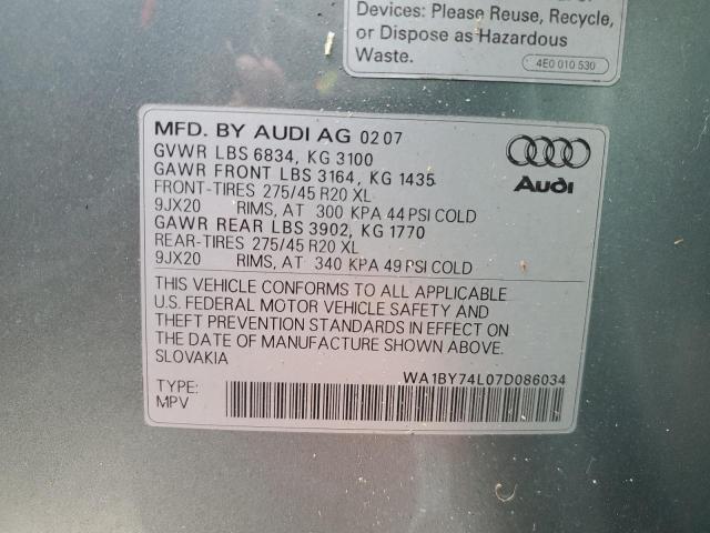 Photo 10 from auction – 2007 AUDI Q7 3.6 QUA with VIN WA1BY74L07D086034