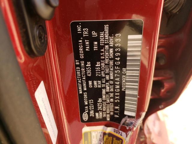 Photo 10 from auction – 2015 KIA OPTIMA LX with VIN 5XXGM4A75FG493333