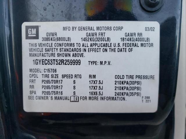 Photo 10 from auction – 2002 CADILLAC ESCALADE L with VIN 1GYEC63T52R259999