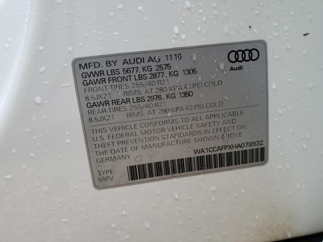 Photo 10 from auction – 2017 AUDI SQ5 PREMIU with VIN WA1CCAFPXHA078932