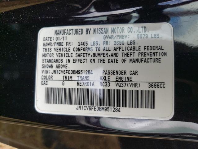Photo 10 from auction – 2011 INFINITI G37 BASE with VIN JN1CV6FE0BM951284