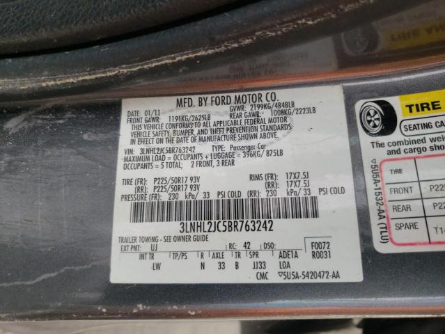 Photo 10 from auction – 2011 LINCOLN MKZ with VIN 3LNHL2JC5BR763242