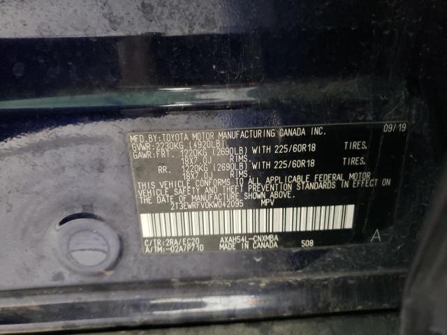 Photo 10 from auction – 2019 TOYOTA RAV4 XSE with VIN 2T3EWRFV0KW042095